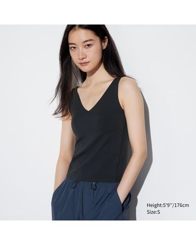 Uniqlo Polyester airism bh-tanktop mit v-ausschnitt - Schwarz