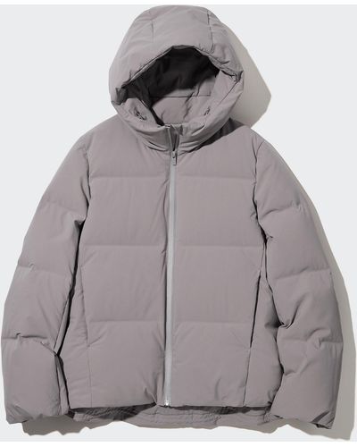 Uniqlo Parka Plumas Sin Costuras Capucha - Gris