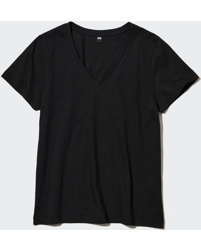 Uniqlo Camiseta 100% Algodón Supima Cuello Pico - Negro