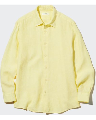 Uniqlo 100 % premium leinen langarm hemd - Gelb
