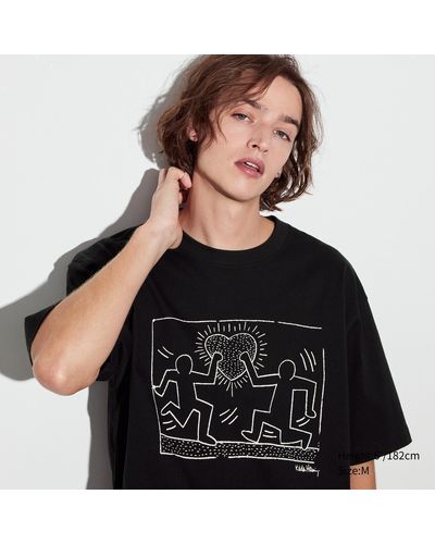 Uniqlo Baumwolle keith haring ut bedrucktes t-shirt - Schwarz