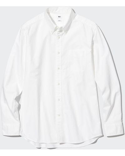 Uniqlo Baumwolle oxford langarm hemd (slim fit) - Weiß