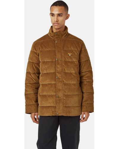 Barbour Crested Baffle Quilt Coat (cord) - Natural