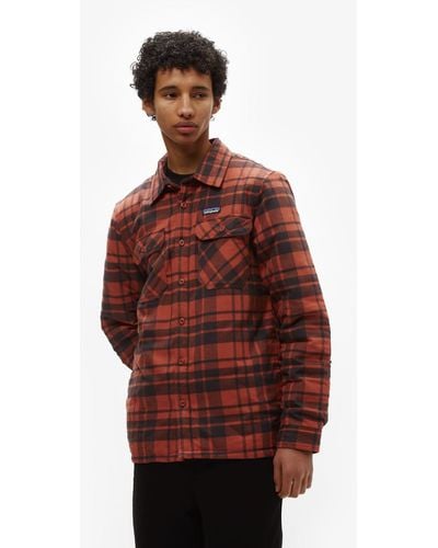 Patagonia Insulated Fjord Flannel Ice Caps Shirt - Red