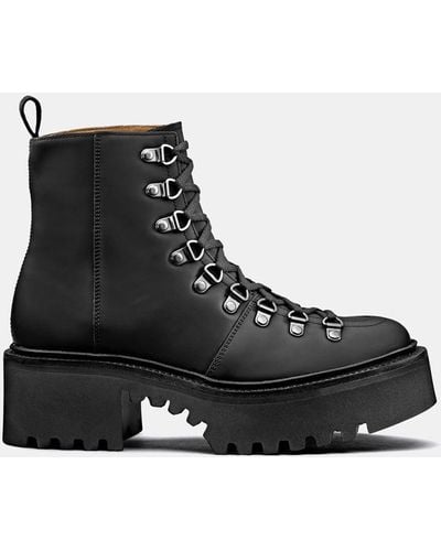 Grenson Nanette Ski Boot (rubberised Leather) - Black