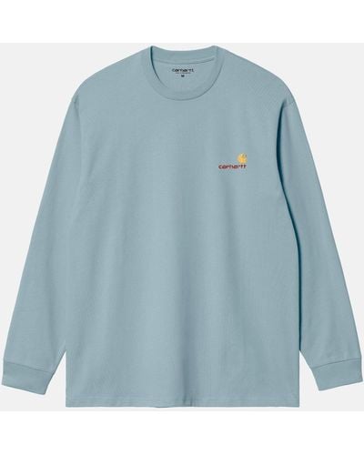 Carhartt Wip Long Sleeve American Script T-shirt (loose) - Blue