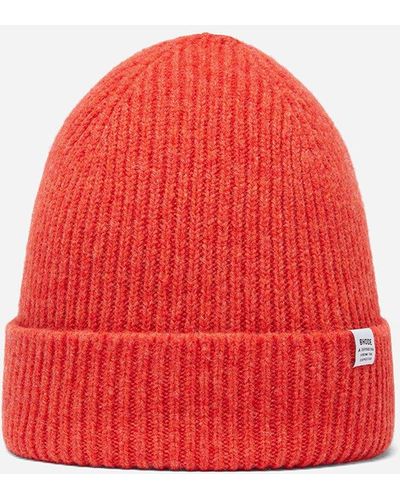 Bhode 'hawick' Scottish Knitted Beanie Hat (lambswool) - Red