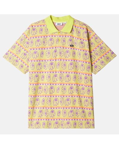 Obey Expand Jacquard Short Sleeve Polo Shirt - Yellow