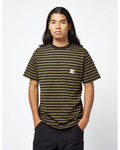 Carhartt Wip Seidler Pocket T-shirt (seidler Stripe) - Green