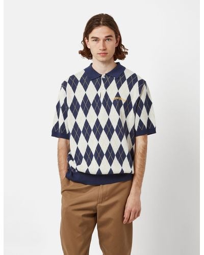 thisisneverthat Argyle Knitted Polo - Blue