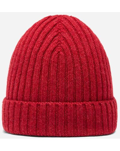 Bhode Rib Beanie Hat (lambswool) - Red