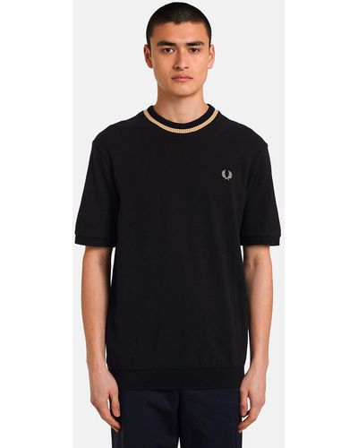 Fred Perry Reissues Crew Neck Pique T-shirt - Black