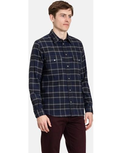 Norse Projects Villads Brushed Flannel Check Shirt - Blue