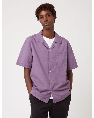 Bhode Revere Collar Shirt (italian Poplin) - Purple