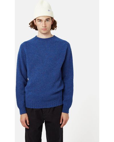 Bhode Lambswool Donegal Jumper (made In Scotland) - Blue