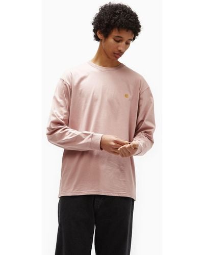 Carhartt Wip Long Sleeve Chase T-shirt (loose) - Pink