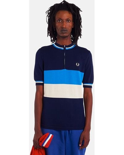 Fred Perry Re-issue Knitted Half Zip Top - Blue