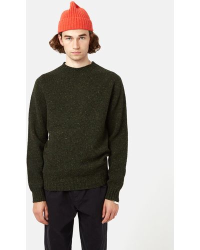 Bhode Lambswool Donegal Jumper (made In Scotland) - Green