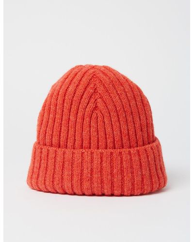 Bhode Rib Beanie Hat (lambswool) - Red