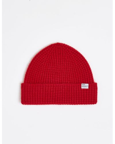 Bhode Bute Pineapple Stitch Beanie Hat (lambswool) - Red
