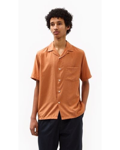 Portuguese Flannel Face Short Sleeve Shirt - Orange