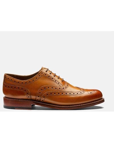 Grenson Stanley Calf Brogue Shoes - Brown