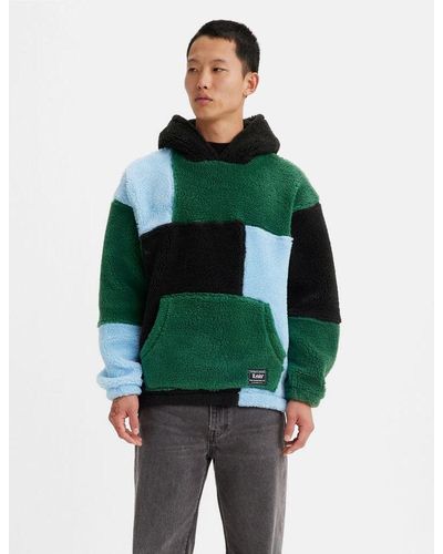 Levi's Jigsaw Pieced Hooded Sweatshirt - Green