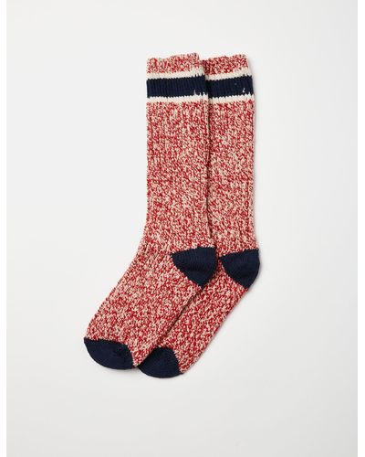 Red Wing Striped Wool Rag Crew Sock - Red