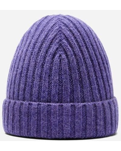Bhode Rib Beanie Hat (lambswool) - Purple