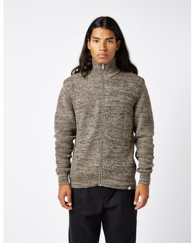 Norse Projects Hagen Rib Full Zip Jacket (wool) - Brown
