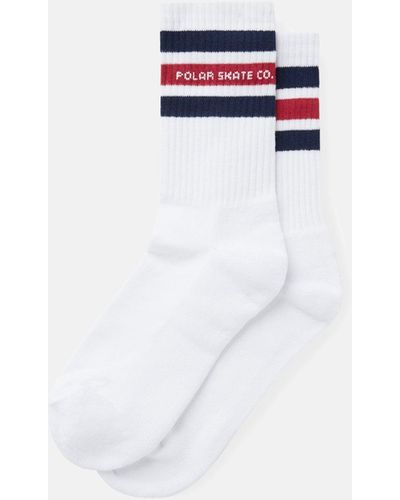 POLAR SKATE Fat Stripe Socks - White