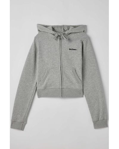 iets frans... Shrunken Zip Hoodie Sweatshirt In Gray At Urban Outfitters