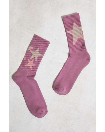 Urban Outfitters Uo Pink Star Socks