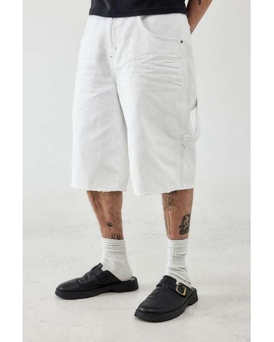 BDG White Denim Oversized Carpenter Shorts