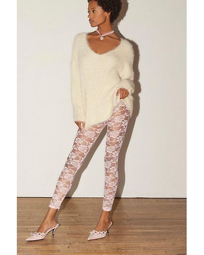 Urban Outfitters Uo Lace Capri Legging - Natural