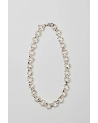 Serge Denimes Pearl & Silver Chain Necklace - White