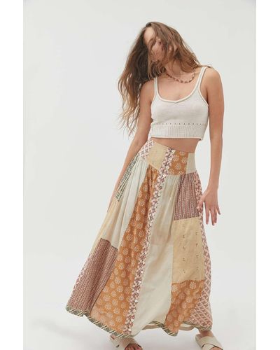 Urban Outfitters Uo Andie Patchwork Button-front Maxi Skirt - Multicolour