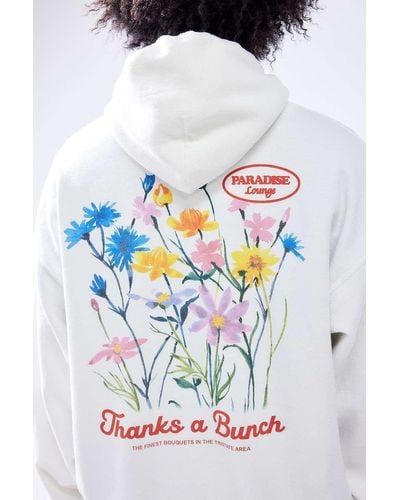 Urban Outfitters Uo White Thanks A Bunch Hoodie - Grey