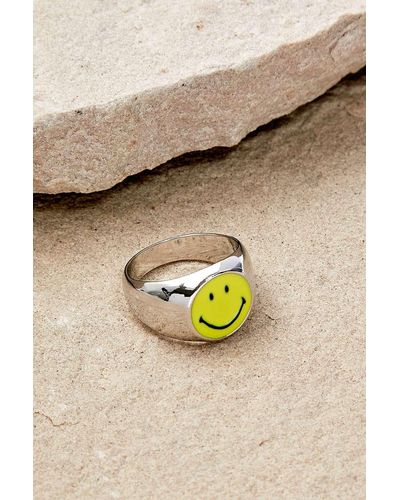 Urban Outfitters Smiley Signet Ring - Natural
