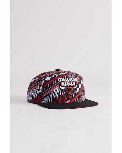 Mitchell & Ness Nba Chicago Bulls Game Day Patterned Snapback Hat - Red