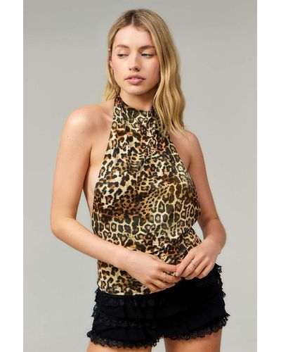 Jaded London Leopard Zene Backless Top Uk 6 At Urban Outfitters - Multicolour