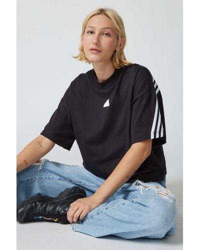 adidas Future Icons 3-stripe Tee In Black,at Urban Outfitters - Blue