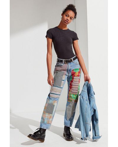 Urban Outfitters Urban Renewal Remade Quilted Patched Levi's Jean - Blue