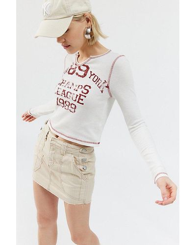 Urban Outfitters Bdg Aiden Utility Micro Mini Skirt - White