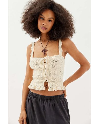 Urban Outfitters Uo Carmella Lace-up Sweater Tank Top - Black
