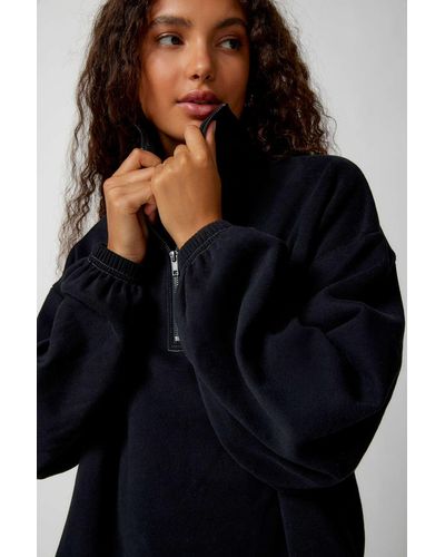 Out From Under Brady Half-zip Sweatshirt In Black,at Urban Outfitters