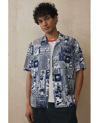 Urban Outfitters Uo Print Shirt - Blue