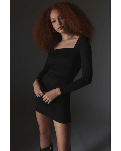 Silence + Noise Silence + Noise Victoria Long Sleeve Mini Dress In Black,at Urban Outfitters