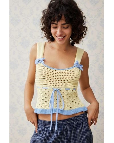 Urban Outfitters Uo Open Stitch Top - Yellow