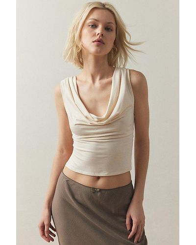 Out From Under Sloan Cowl Neck Tank Top - Natural